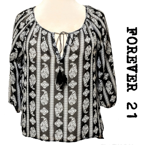 Forever 21 Tops - 3/$15 FOREVER 21 Sheer blouse with tassels (small)